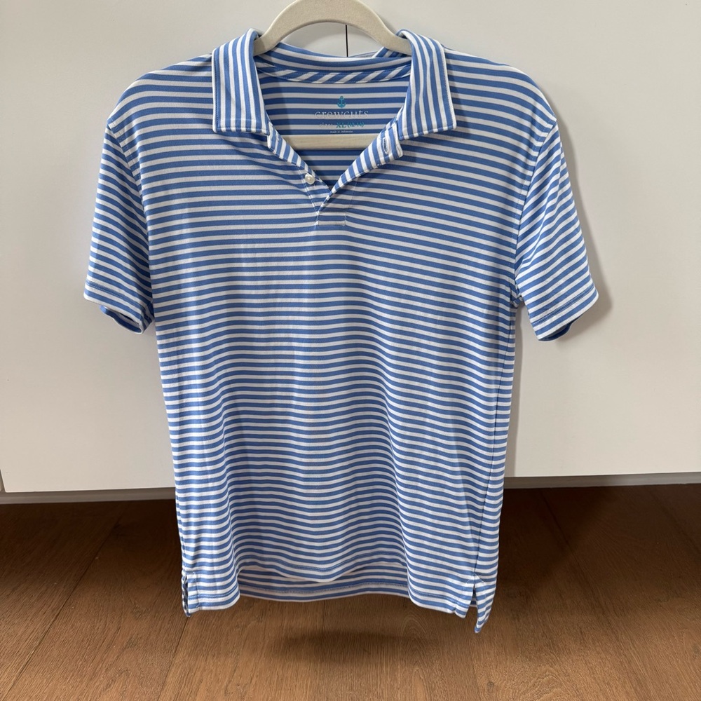Crewcuts Light Blue and White Striped Polo Shirt | boys size XL
